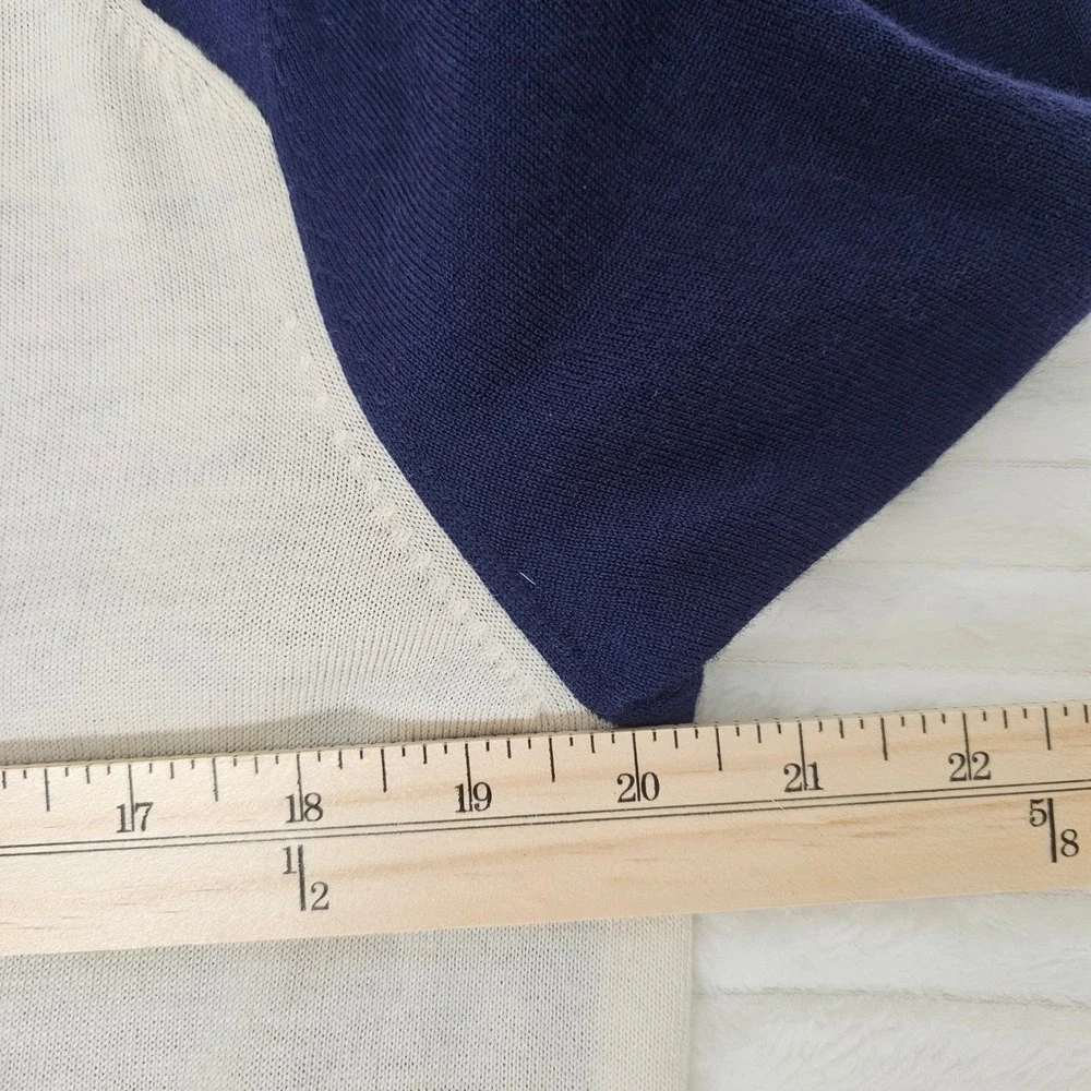 Banana Republic Merino Wool Colorblock Sweater L Navy Cream Preppy Classic